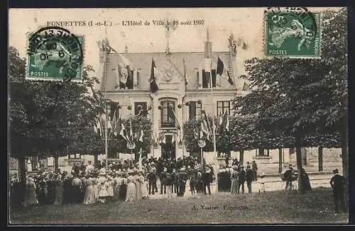 AK Fondettes, L`Hôtel de Ville le 18 août 1907