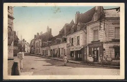 AK Fondettes, Place de l`Église avec commerces et passants