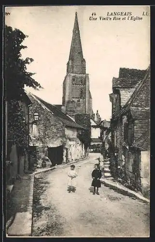 AK Langeais, Une Vieille Rue et l`Église