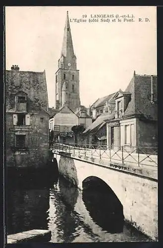 AK Langeais, L`Eglise, côté Sud, et le Pont