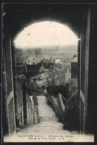 AK Luynes, L`Escalier du Château vue de la Porte Dorée