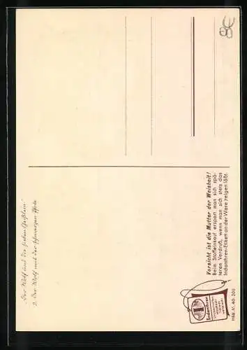 Künstler-AK Der Wolf und die sieben Geisslein, Nr. 2 Der Wolf mit der schwarzen Pfote, Reklame Indanthren