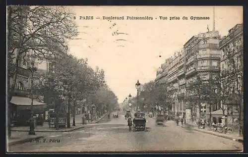 AK Paris, Boulevard Poissonnière, vue prise du Gymnase