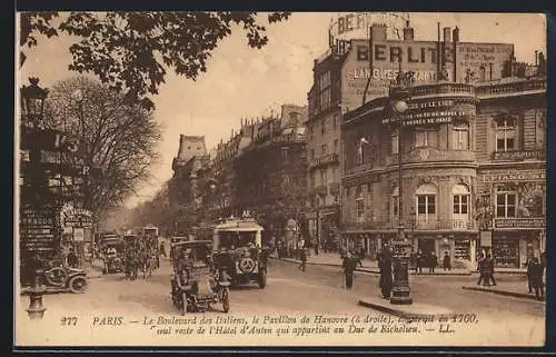 AK Paris, Le Boulevard des Italiens, le Pavillon de Hanovre