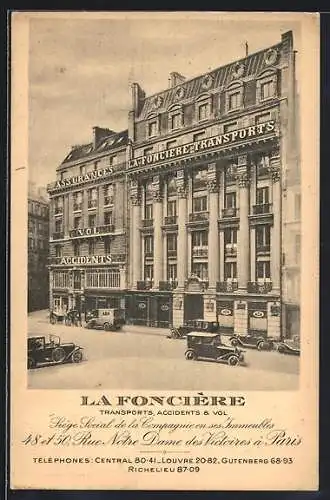 AK Paris, La Foncière, Transports, Accidents & Vol, 48-50 Rue Notre Dame des Victoires