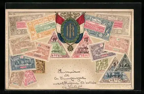 AK Briefmarken und Wappen Protectorat deja Cote des Somalis, Flagge