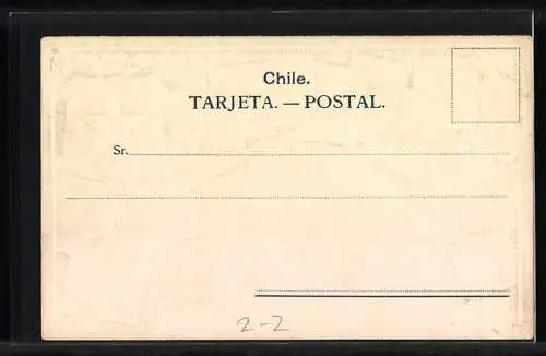 AK Briefmarken aus Chile mit Wappen