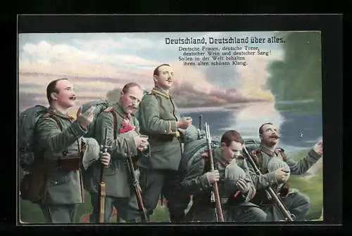 AK Deutschland, Deutschland über alles, Eine singende Gruppe Soldaten in Uniform