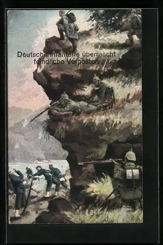 AK Deutsche Infanterie überrascht feindliche Vorposten