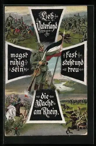 AK Eisernes Kreuz und Soldaten im Gefecht