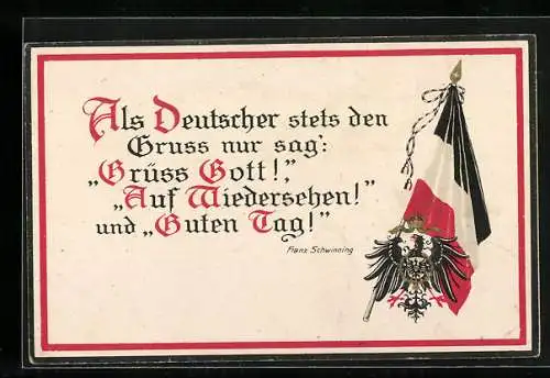 AK Als Deutscher stets den Gruss nur sag`..., Fahne mit Wappen