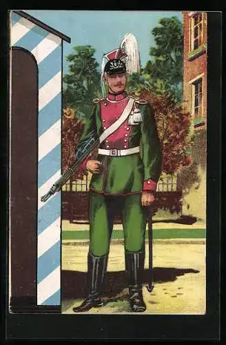 AK Soldat in Uniform mit Gewehr am Wachhäuschen