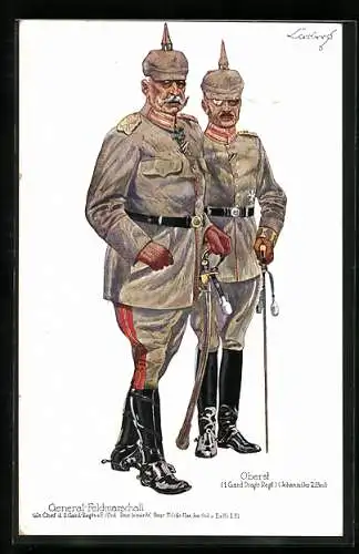 AK Generalfeldmarschall und Oberst in Uniform mit Pickelhaube