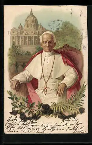 Lithographie portrait Papst Leo XIII.