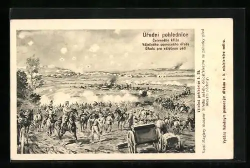 Künstler-AK Rotes Kreuz Nr.25, Soldatenbewegung an der Front