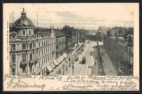 AK Hannover, Theaterstrasse mit Strassenbahn