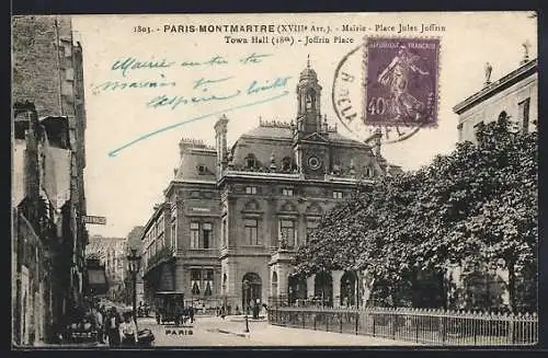 AK Paris, Montmartre, Mairie Place Jules Joffrin