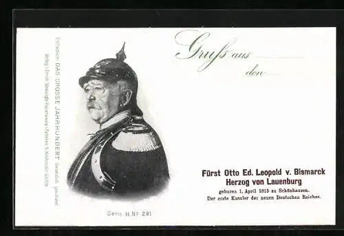 AK Fürst Otto Ed. Leopold von Bismarck, Herzog von Lauenburg