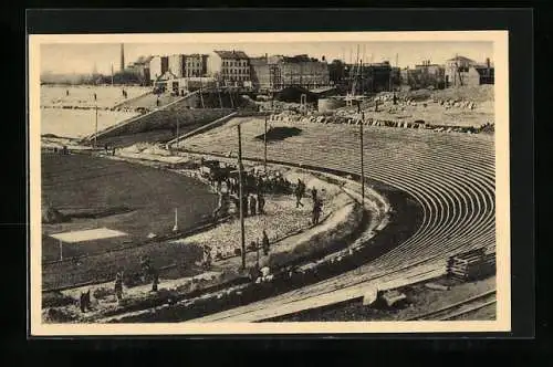 AK Berlin, von FDJlern zum Deutschlandtreffen erbautes Stadion Mitte, Ortsansicht, Teilansicht