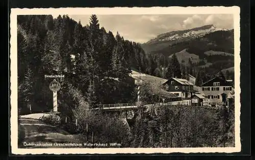 AK Walserschanz, Österreichisches Grenzgasthaus Walserschanz von der deutschen Seite gesehen