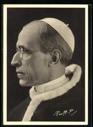 AK Papst Pius XII., Eugenio Pacelli, von der Seite gesehen