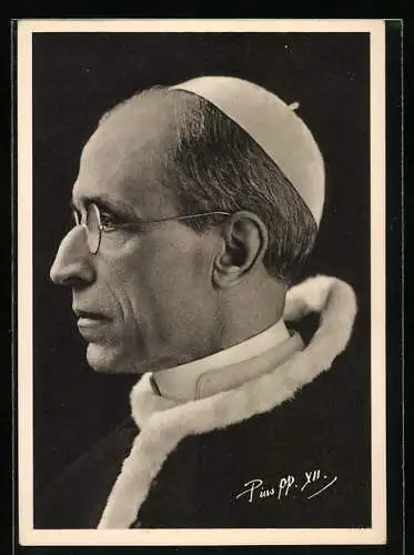 AK Papst Pius XII., Eugenio Pacelli, von der Seite gesehen