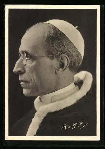 AK Papst Pius XII., Eugenio Pacelli, von der Seite gesehen