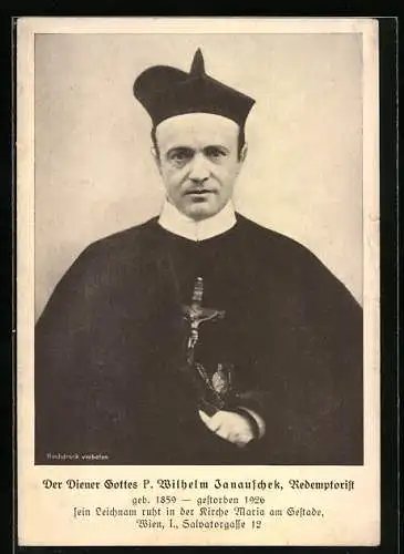 AK Redemptorist P. Wilhelm Janauschek im Portrait