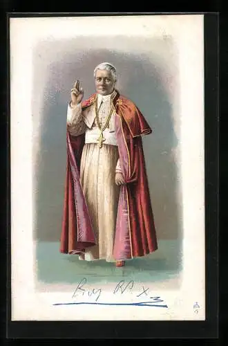 AK Papst Pius X. im Mantel