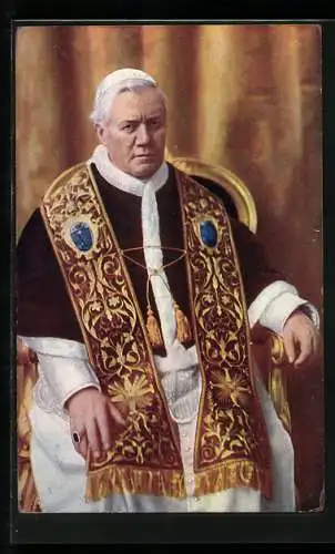 AK Papst Pius X., Portrait mit Schal