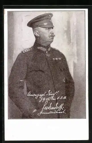 AK Portrait Generalleutnant Erich von Ludendorff