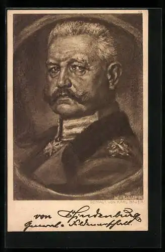 Künstler-AK Karl Bauer, Portrait Paul von Hindenburg