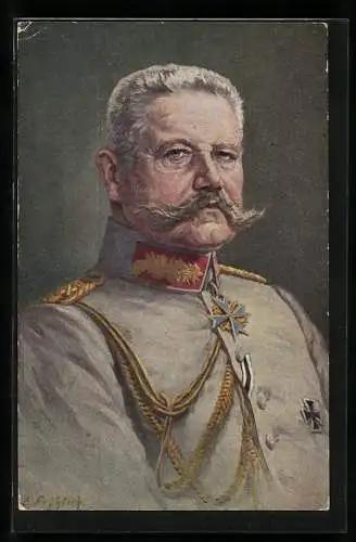 Künstler-AK Generalfeldmarschall Paul von Hindenburg im Portrait