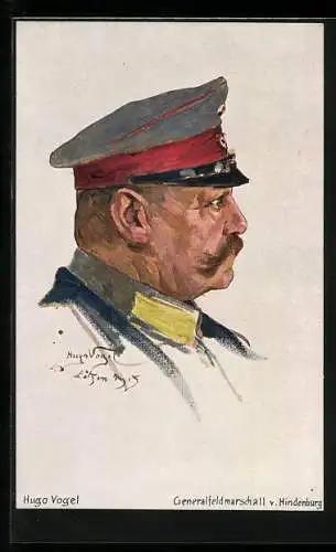 AK Generalfeldmarschall Paul von Hindenburg in Uniform, Seitenportrait