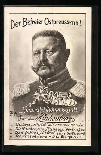 AK Generalfeldmarschall Paul von Hindenburg, der Befreier Ostpreussens