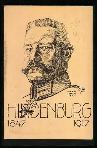 Künstler-AK Paul von Hindenburg mit Orden