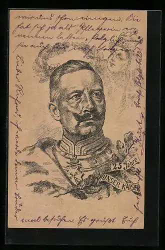 AK Brustportrait Kaiser Wilhelm II. in Uniform