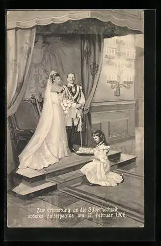 AK Zur Erinnerung and die Silberhochzeit des Kaiserpaares Wilhelm II., 1906