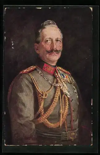 AK Kaiser Wilhelm II. in Uniform mit Schützenschnur