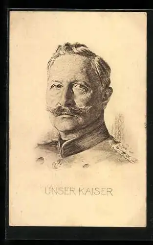 AK Kaiser Wilhelm II. in Uniform mit Schulterstück