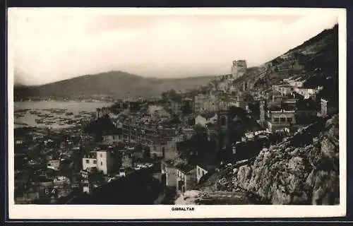 AK Gibraltar, Blick über die Stadt zum Hafen