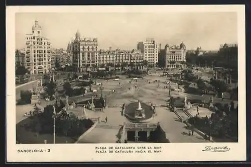 AK Barcelona, Plaza de Cataluna hacia el Mar