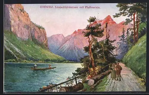 AK Eisenerz, Leopoldsteinersee mit Pfaffenstein