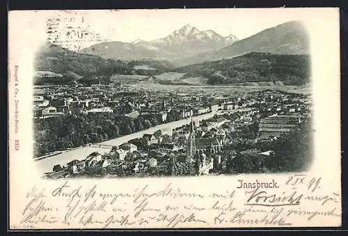 AK Innsbruck, Teilansicht mit Bergen