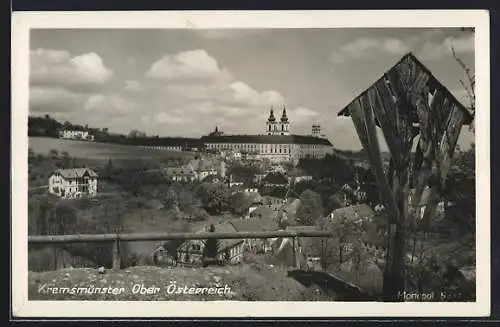 AK Kremsmünster /Ober Österreich, Teilansicht mit Stift