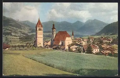 AK Kitzbühel, Ortsansicht mit Kitzbühler Alpen