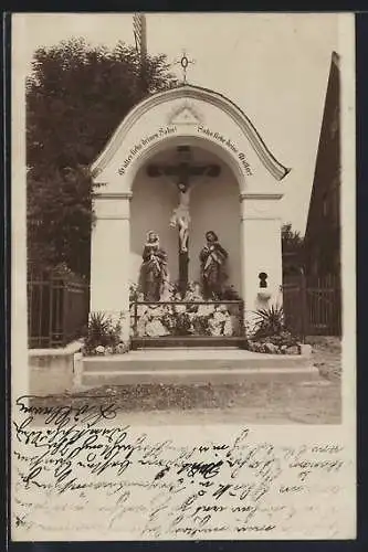 Foto-AK Oberndorf /Salzach, Heiligenbild an der Kalvarienbergkapelle