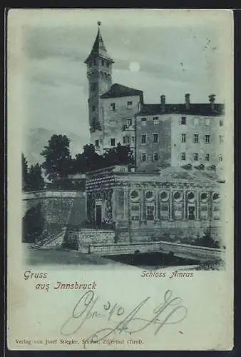 Mondschein-AK Innsbruck, Das Schloss Amras