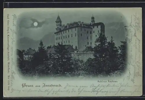 Mondschein-AK Innsbruck, Das Schloss Ambras