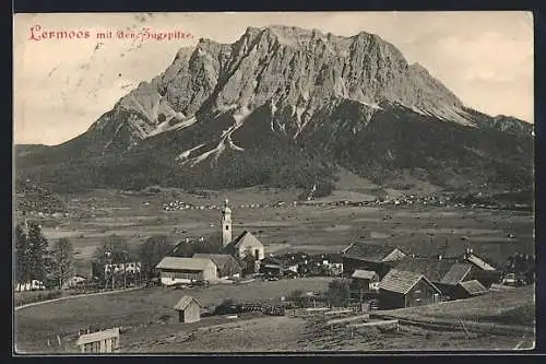 AK Lermoos, Ortsansicht gegen die Zugspitze